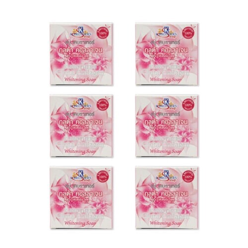 K.brothers gluta collagen soft & smooth Thai herbal whitening soap 60g. 6X