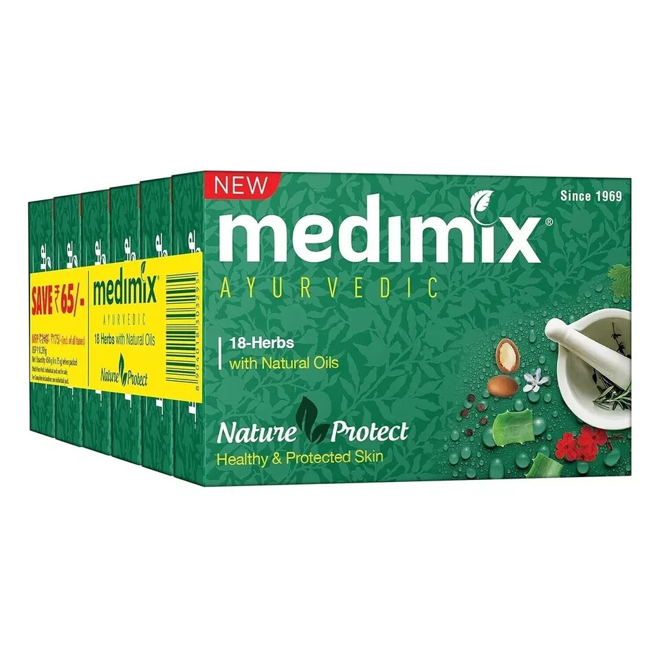 Medimix Ayurvedic Herbal Classic 18 Herbs Soap 75 gms Each pack of 6 FREE SHIP