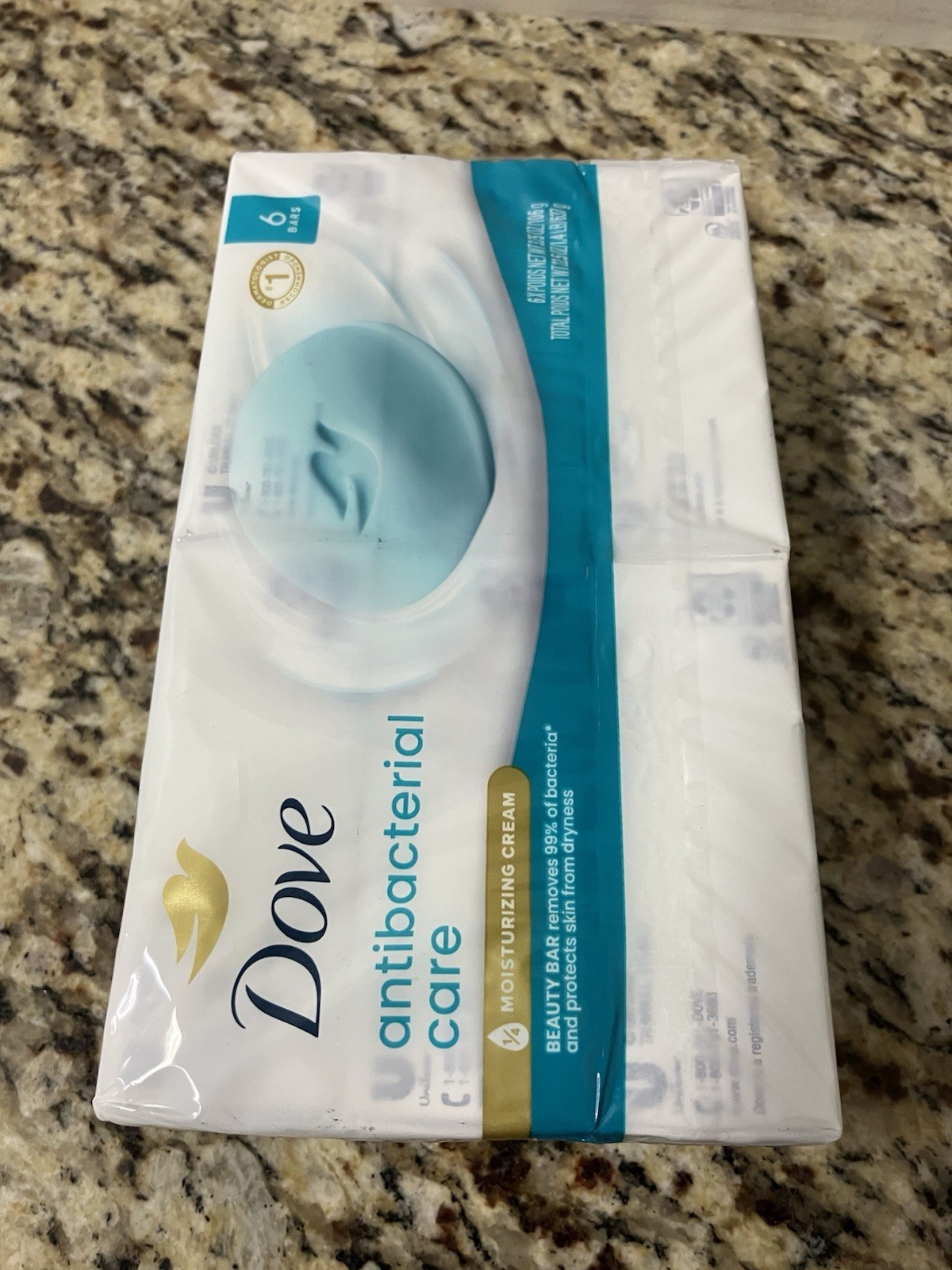 Dove Care and Protect Antibacterial Beauty 6 Bars Soap, Unscented 22.5oz New