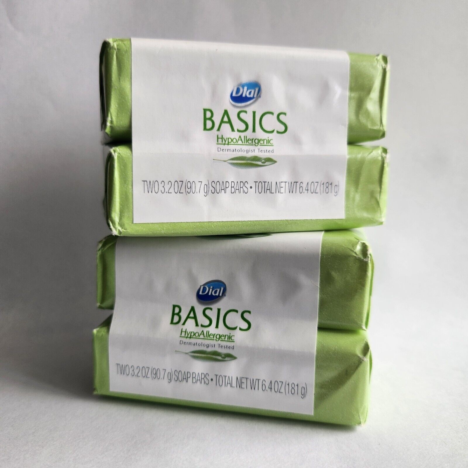 (2 Packs Of 2) Dial Basics Hypoallergenic Bar Soap, 4 Bars Total, 3.2 oz Each