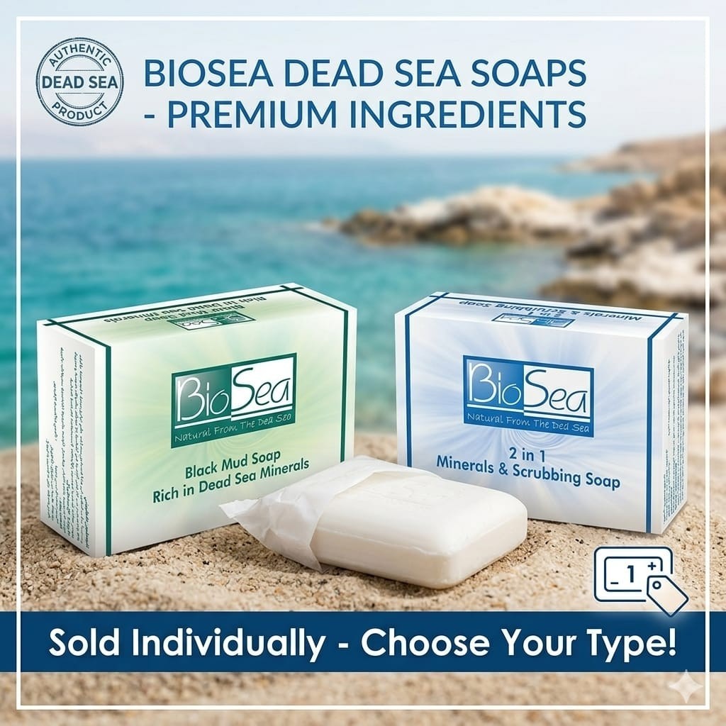 BioSea Luxury Dead Sea Mineral Soap – Black Mud & Scrubbing Duo Natural 100g