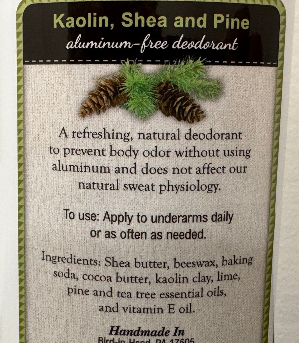 KAOLIN SHEA & PINE – Amish Handcrafted Aluminum Free Deodorant
