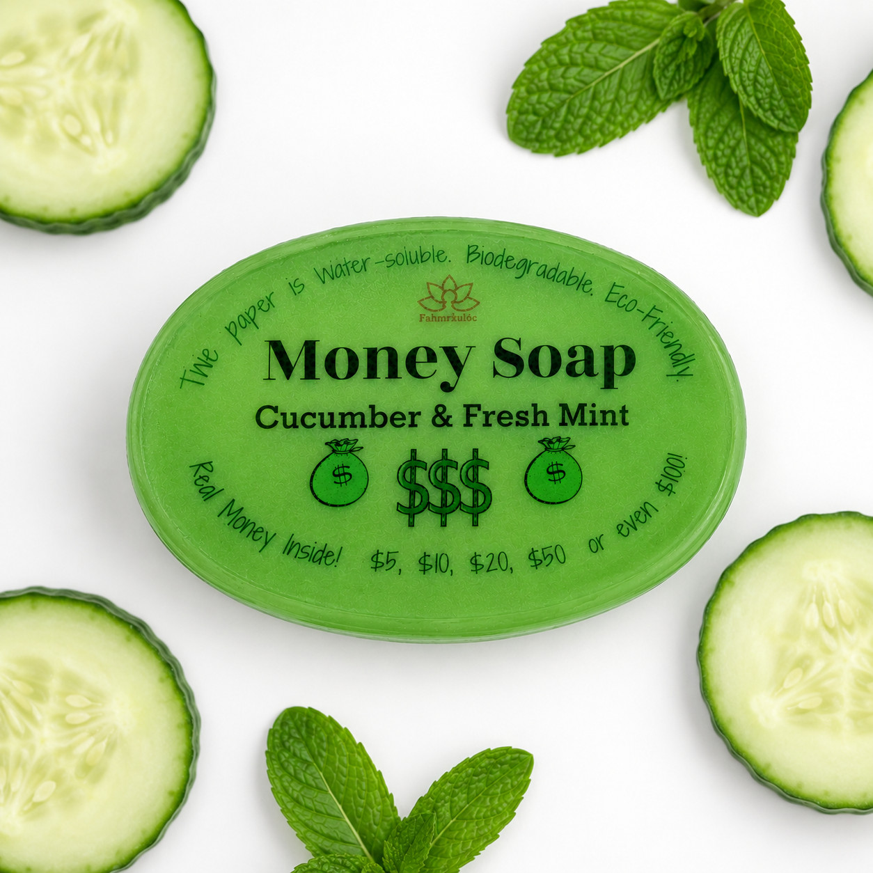 Money Soap Bar Real Cash Inside Up to $100 Glycerin Shea Butter 4.5oz