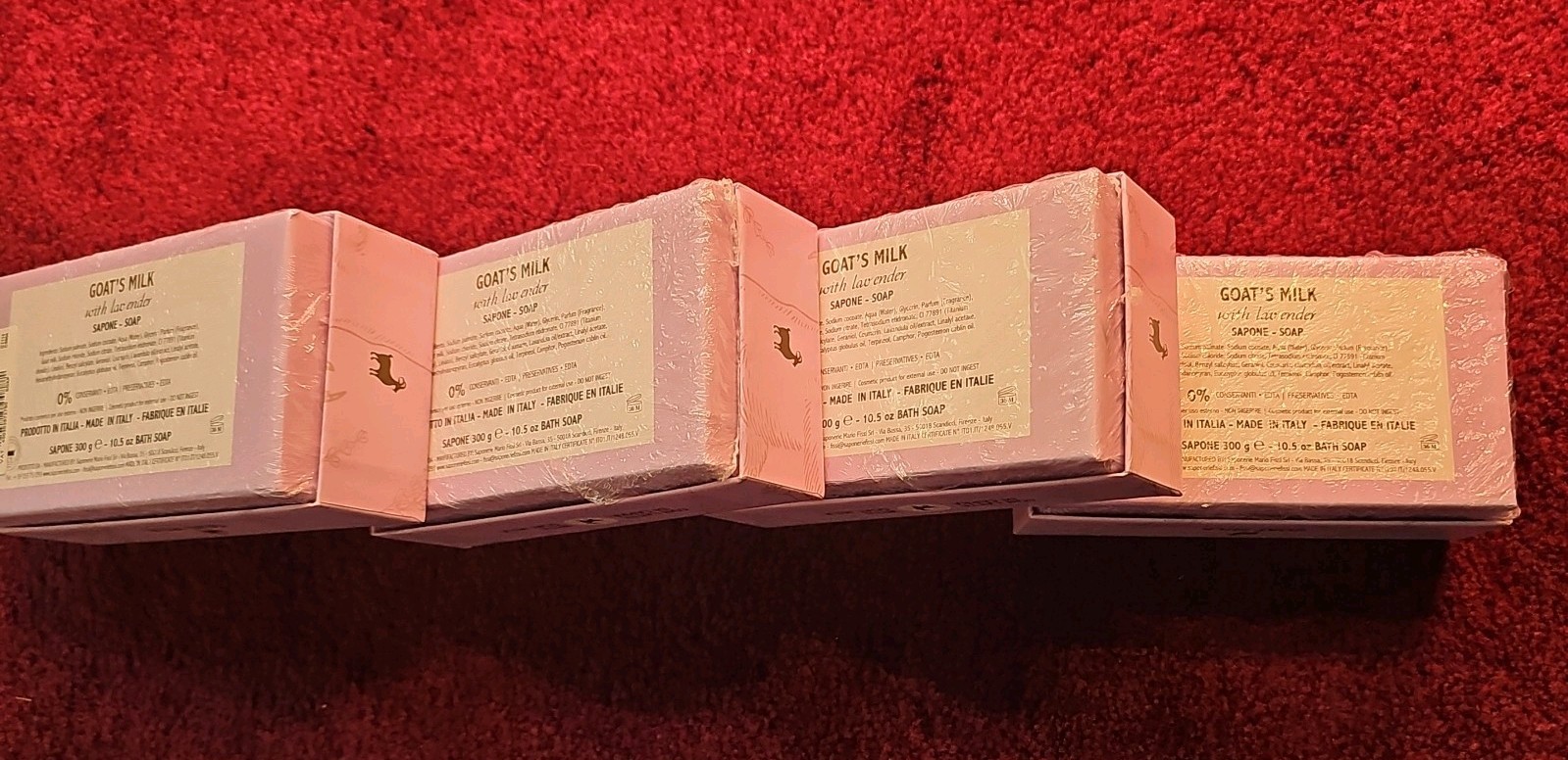 Goats Milk Soap with Lavender Luxury Milled Soap Made In Italy 10.5 oz Lot of 4