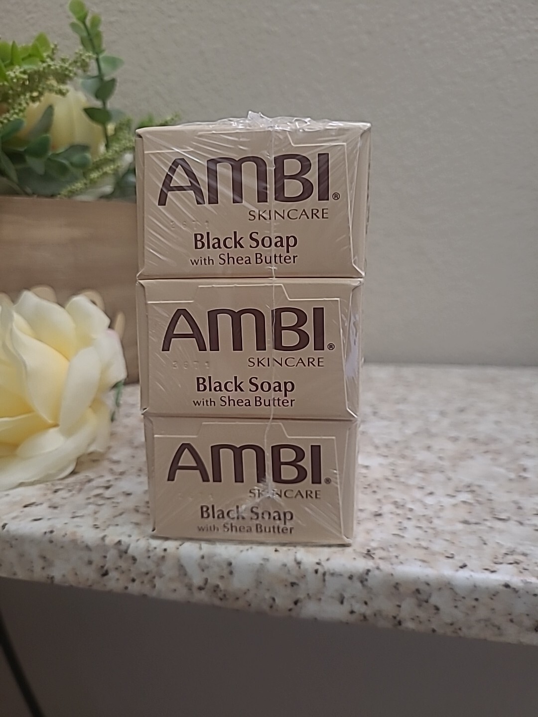 AMBI BLACK SOAP WITH SHEA BUTTER 3.5OZ WITH FREE SHIPPING!! Pack Of 3