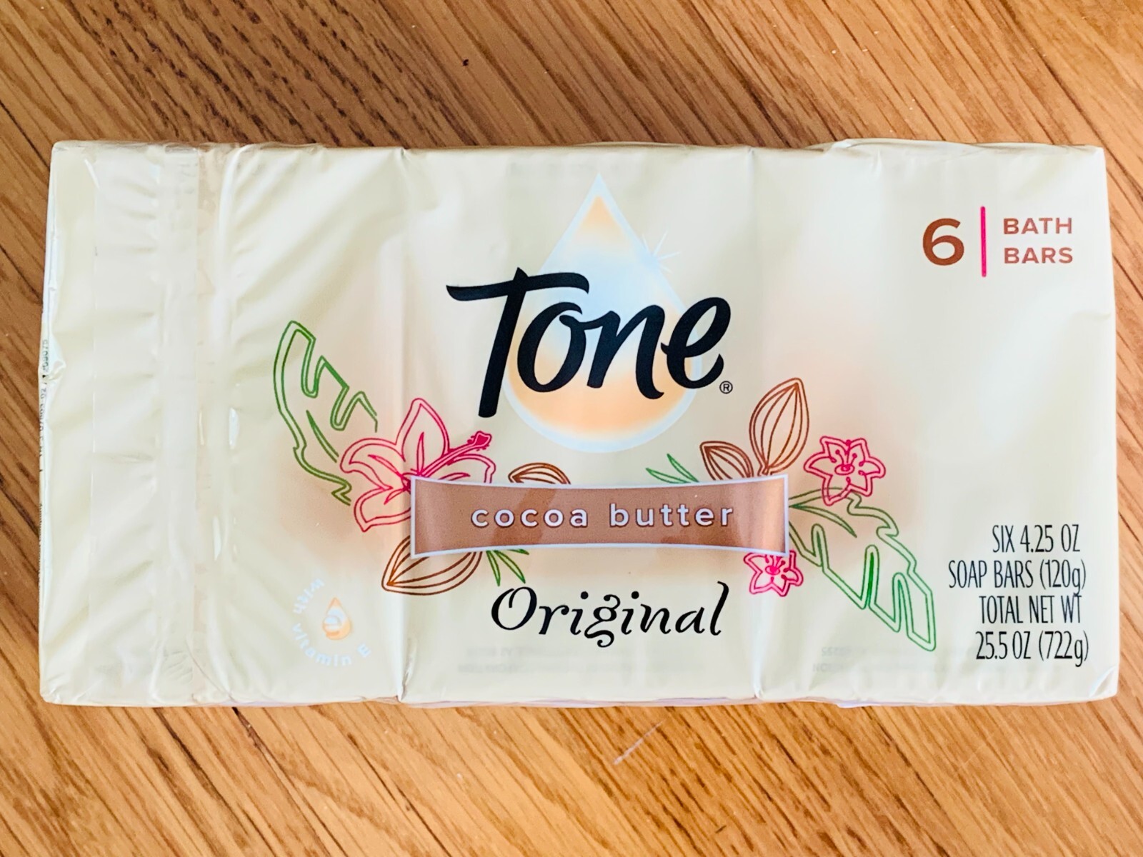 Tone Bath Bar Soap with Cocoa Butter and Vitamin E (6-Pack, 4.25 Oz Each Bar)