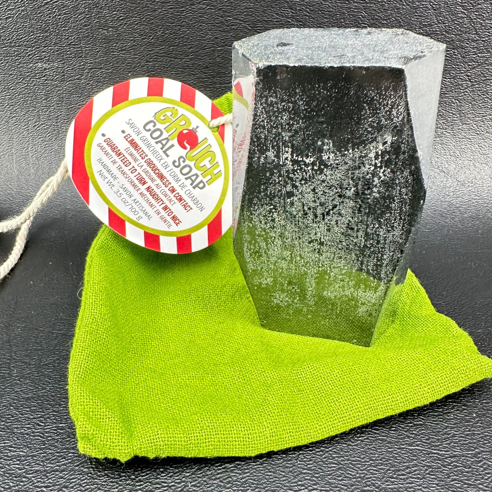 Grinch Bag of Coal Soap Charcoal Novelty Christmas Stocking Stuffer Secret Santa