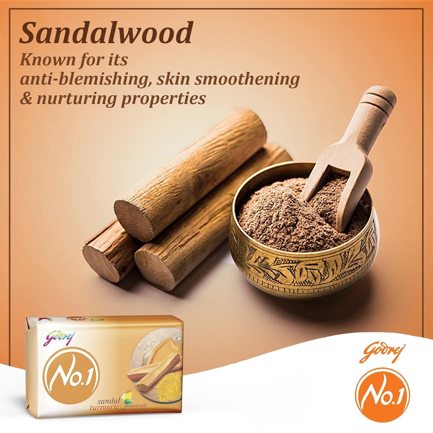 No.1 Bathing Sandal & Turmeric Grade 1 Soap with Long-lasting Fragrance