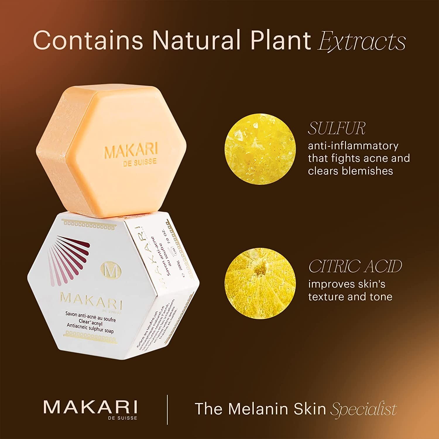MAKARI Classic Acnyl Sulfur Soap (7 oz) | Anti-Acne Bar 7 Ounce (Pack of 1)