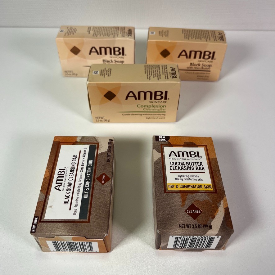 AMBI Cocoa Butter, Black Body Soap Complexion Cleansing Bar Bath Lot of (5x)