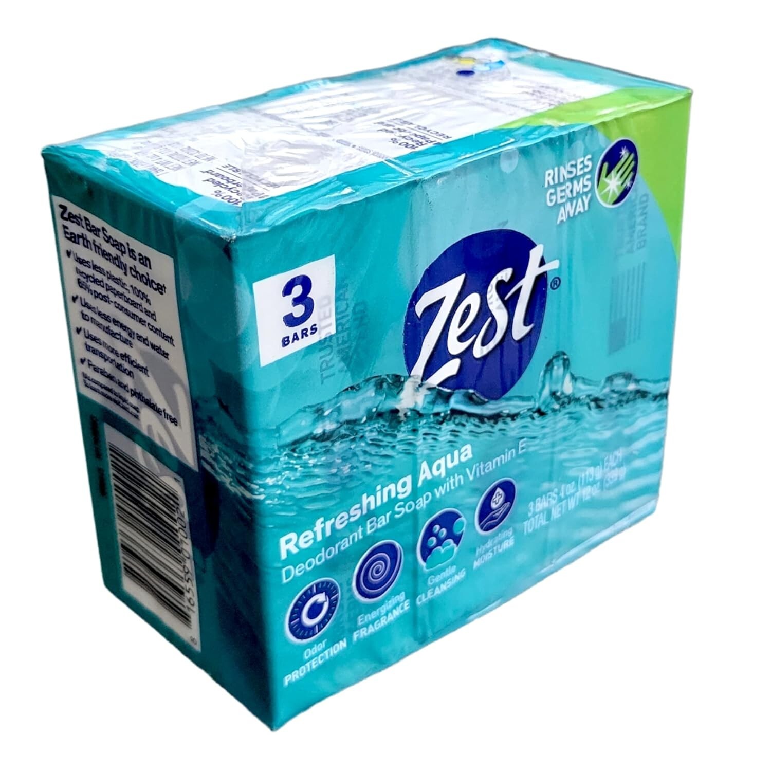3 Packs Zest Aqua Refreshing Bars with Vitamin E 3 Bars 12 Oz