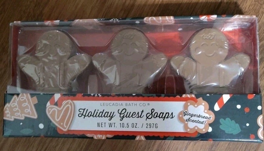 Holiday Guest Soap Gingerbread Men Scented Leucadia Bath Co 10.5 Oz