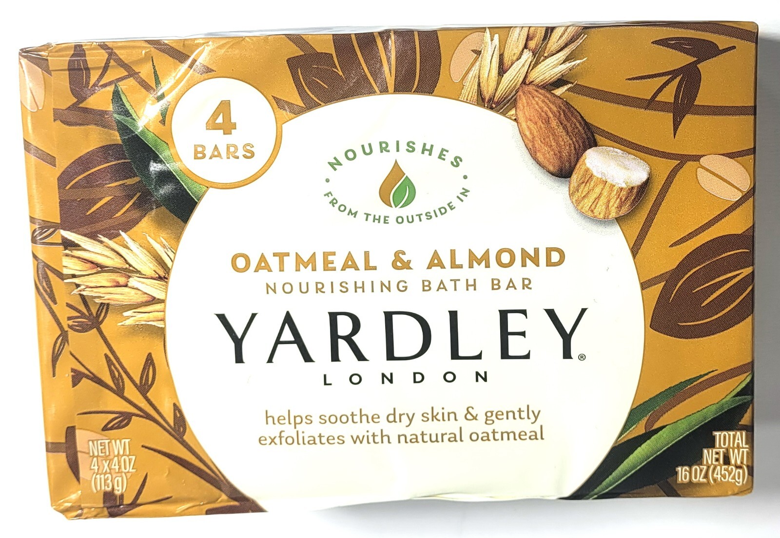 Yardley London Oatmeal and Almond Moisturizing Bath Bar, 4 oz. 4 Bar Pack
