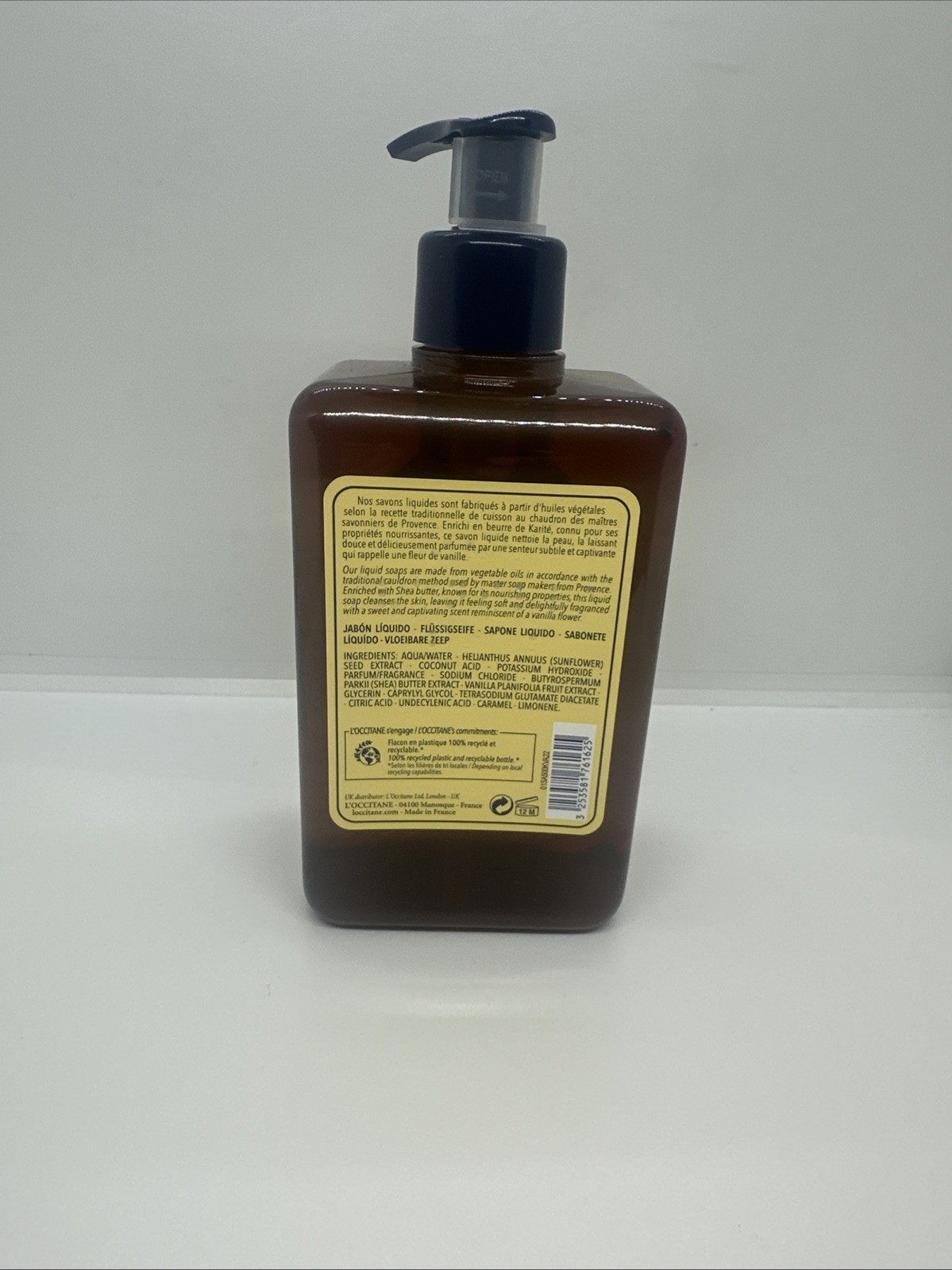 L’Occitane Shea Extract Vanilla Bouquet Hands & Body Liquid Soap 16.9oz New