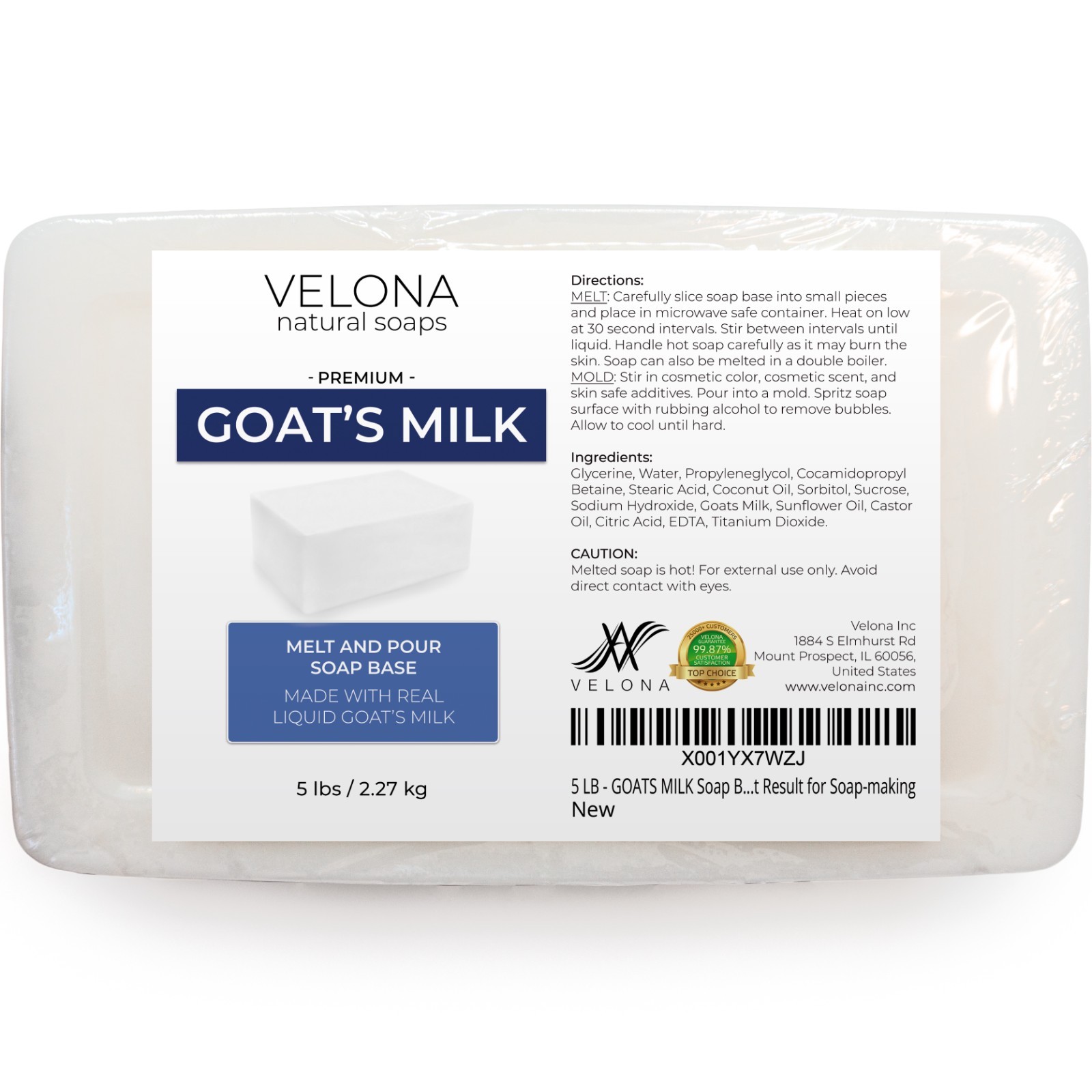 2,5,10,25 LB – GOATS MILK Soap Base by Velona | SLS/SLES free | Melt and Pour