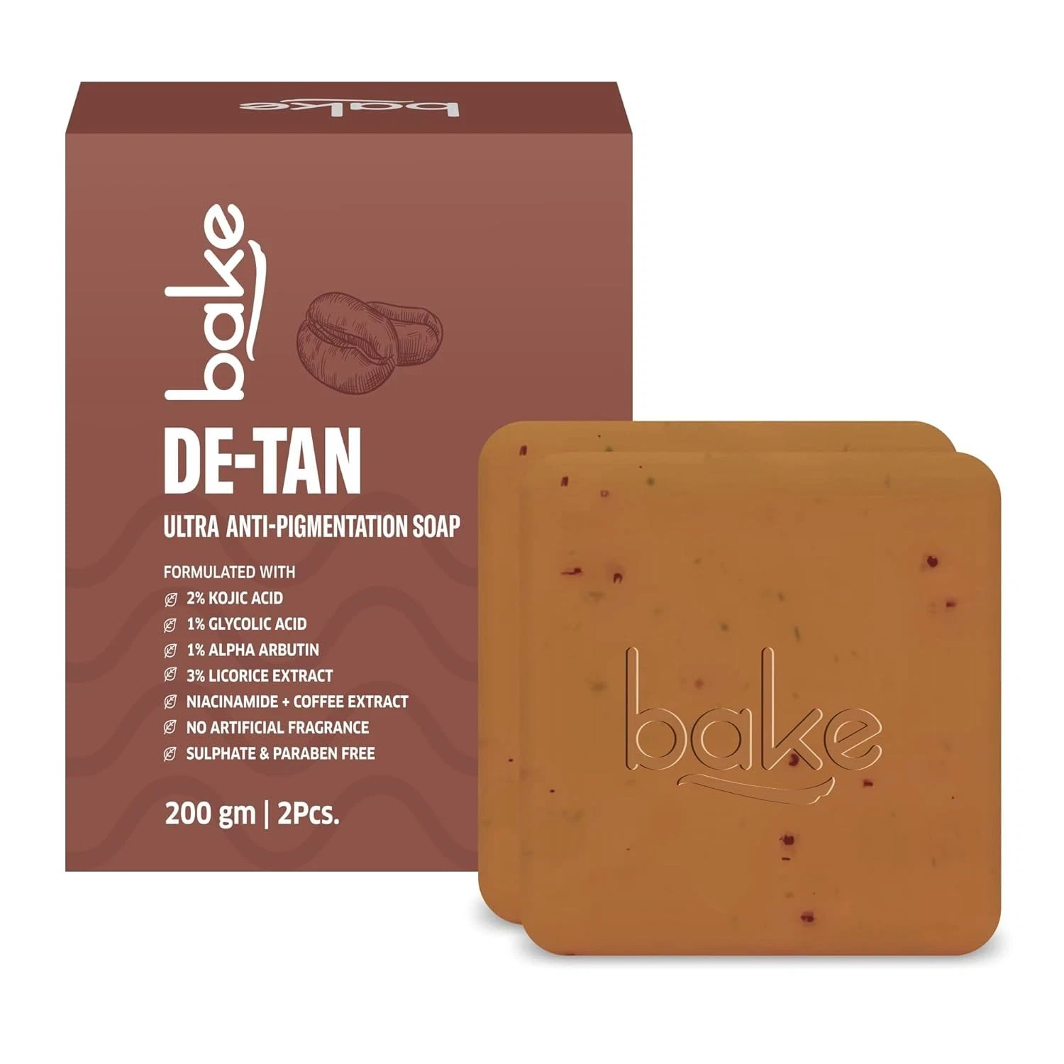 BAKE De-Tan Coffee Soap – 2 x 100g Bars | Anti-Tan, Pigmentation & Dark Spot