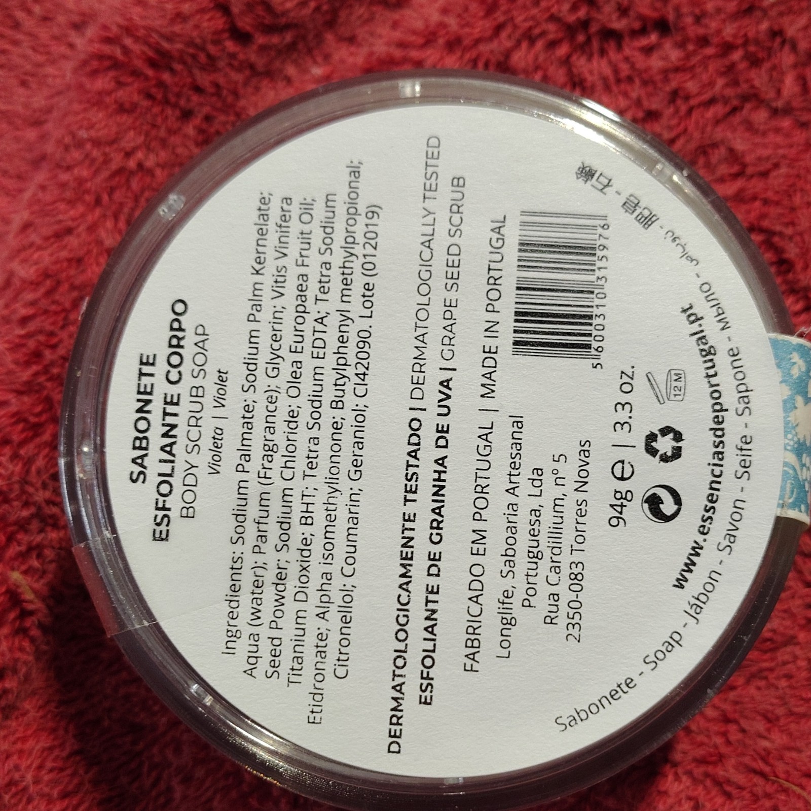 Essencia de Portugal Exfoliating Body Scrub Soap, Eucalyptus, 3.3 oz