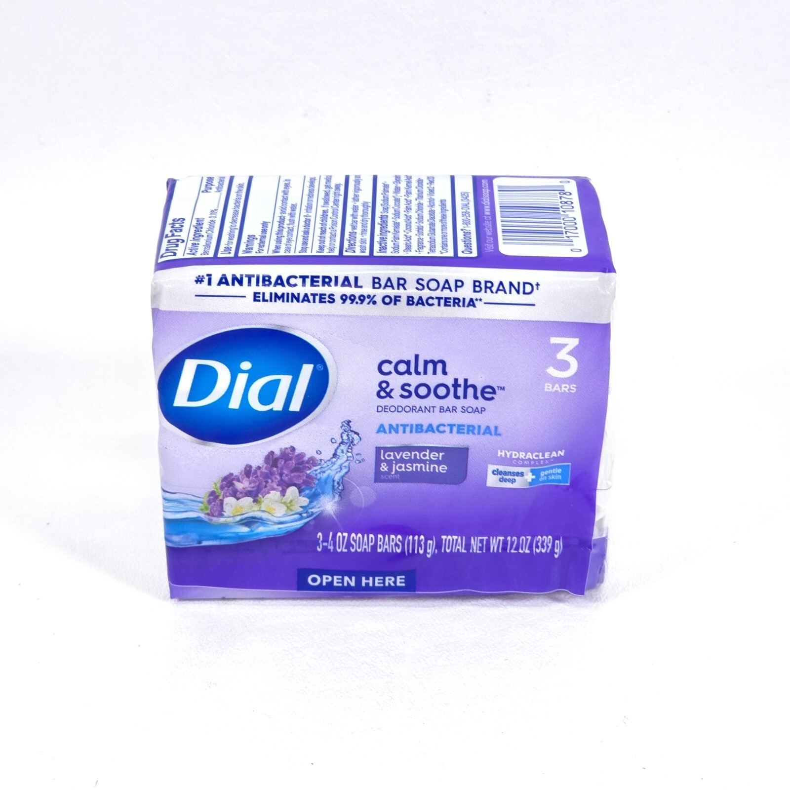 2 Pack Dial Calm & Soothe Antibacterial Bar Soap Lavender & Jasmine Scent 6 Bars