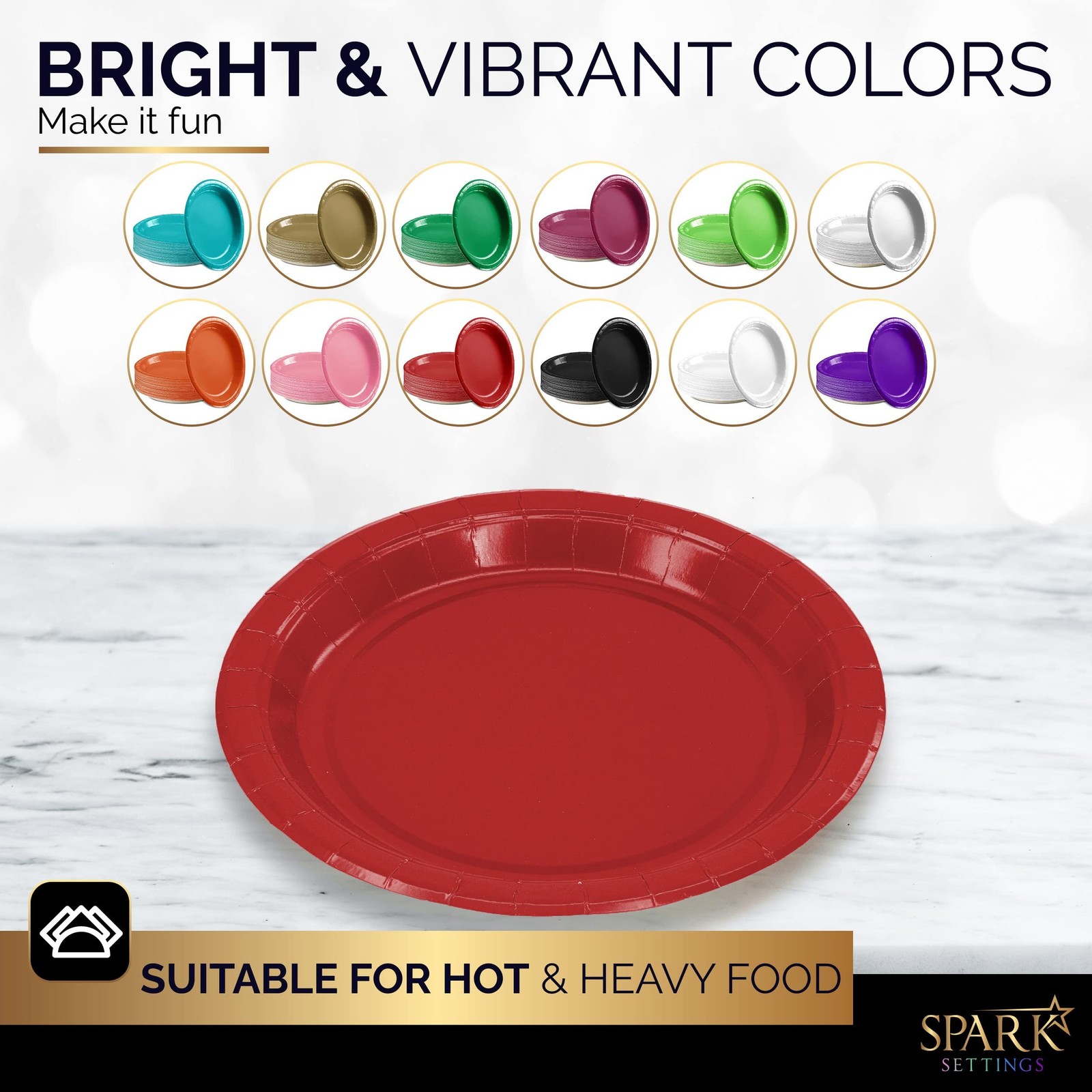 Amcrate Disposable Paper Plates Red, 7 Inch Paper Dessert Plates, Strong and …