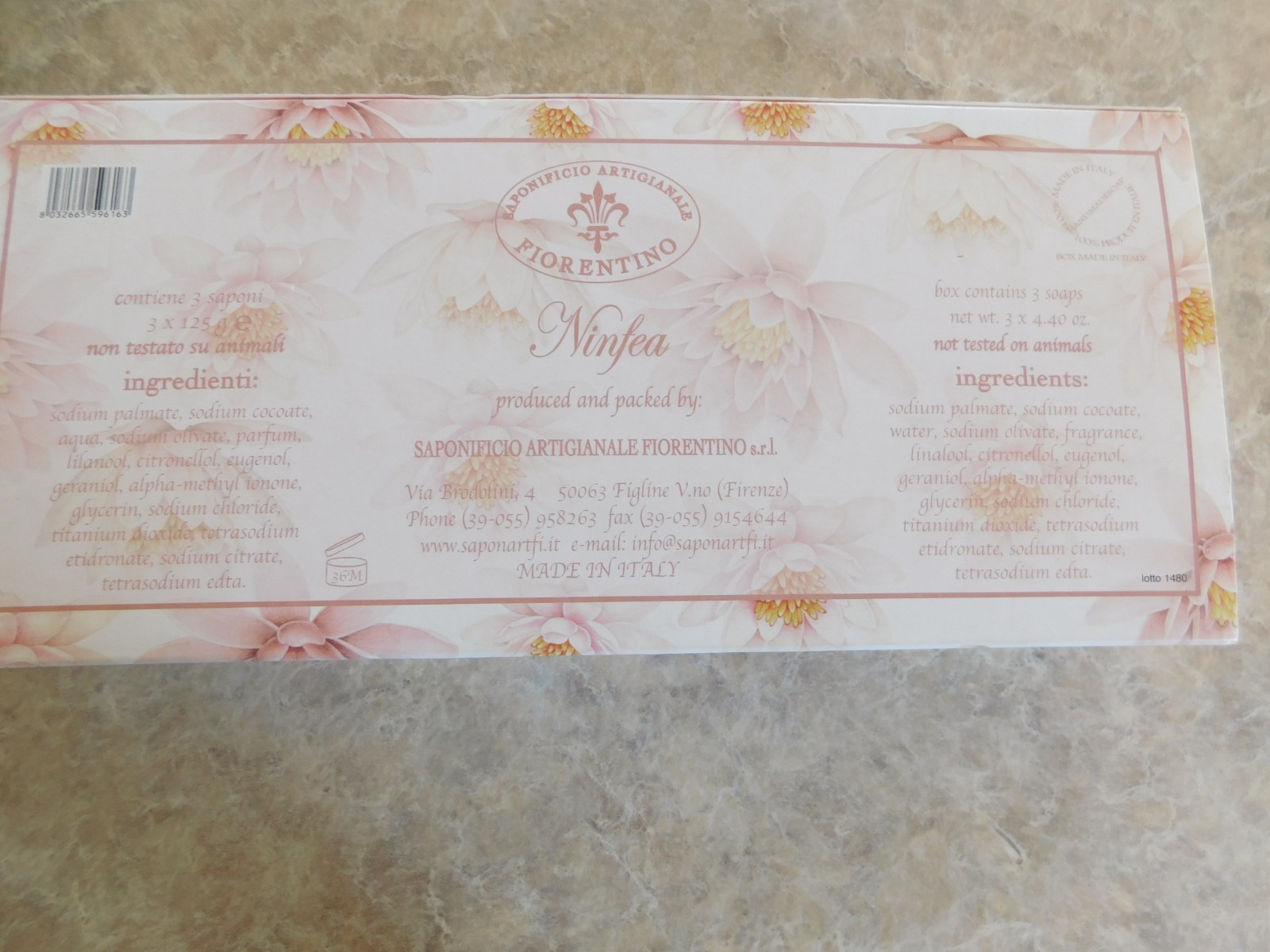 Saponificio Artigianale Fiorentino Soap Water Lily Blossom 3x 4.40oz Italy