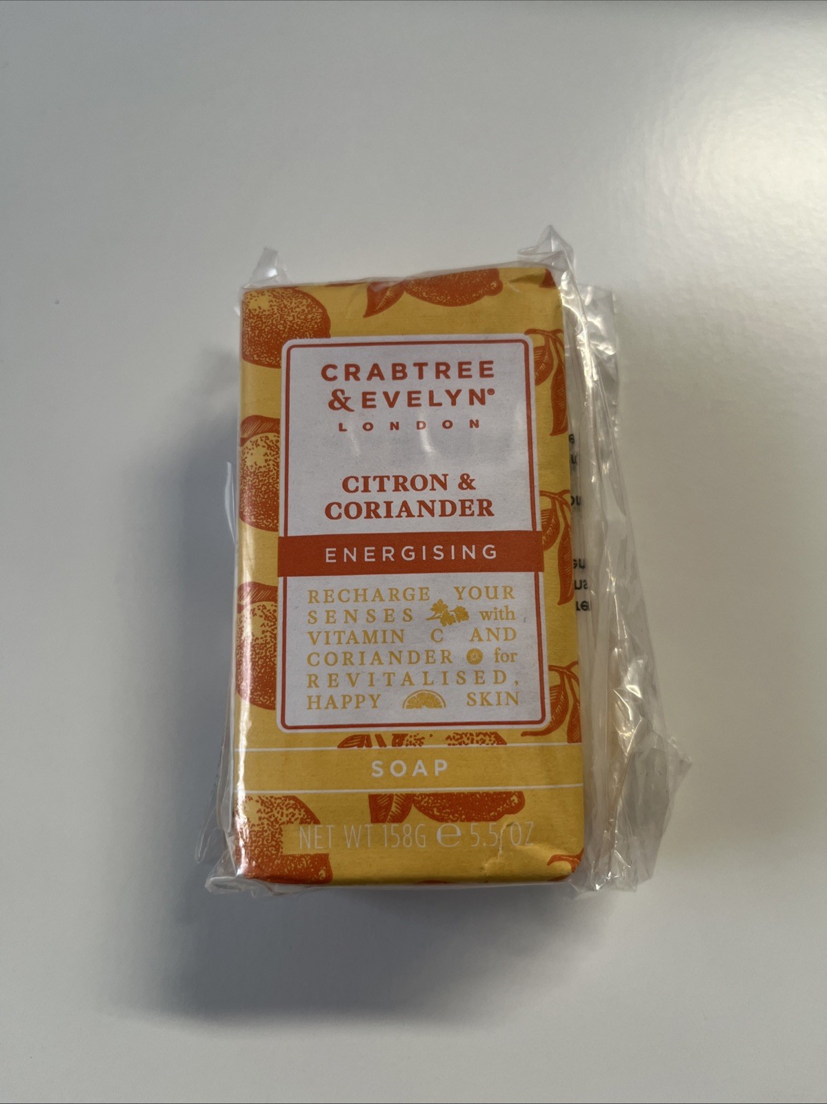 Crabtree & Evelyn RARE Citron & Coriander Energising Bar Soap 158g 5.5 oz NEW