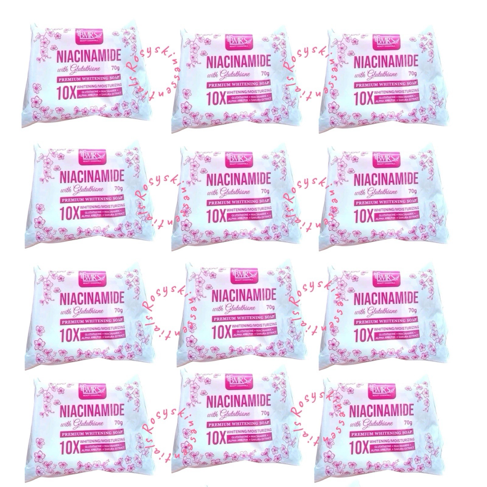 12 Bars BMRS Niacinamide with Glutathione Premium Brightening Soap 70g Each