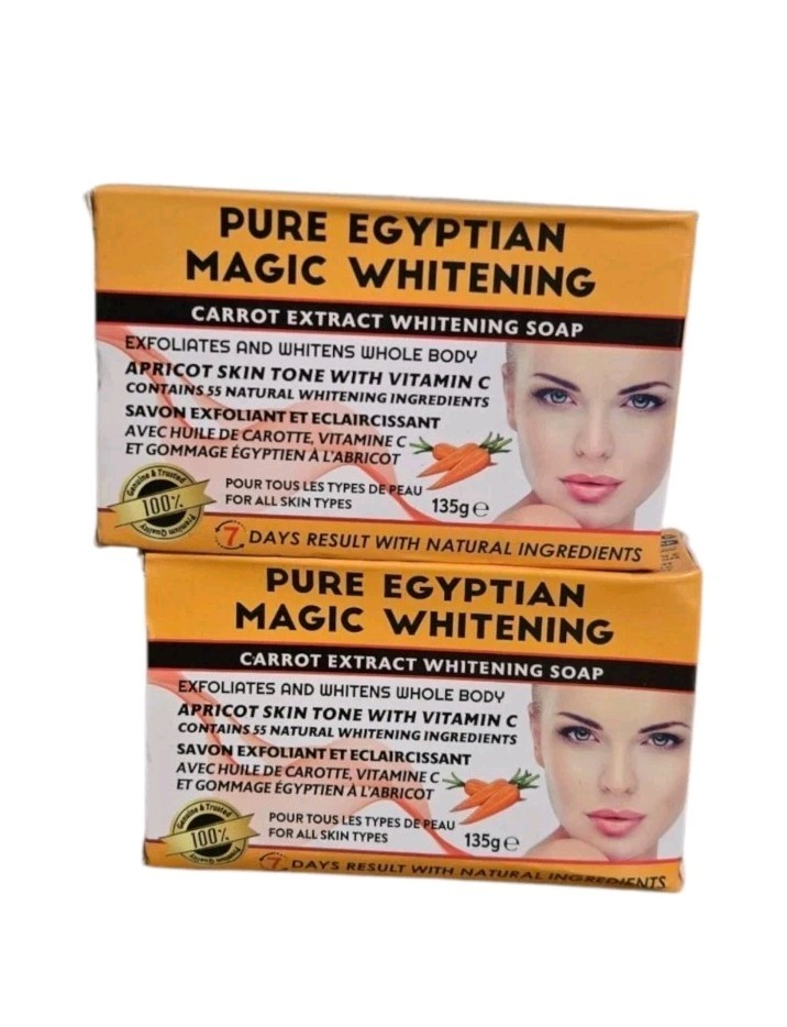 X2 soap. Pure egyptian carrot extracts whitenizer,/ exfoliating. 135gx2
