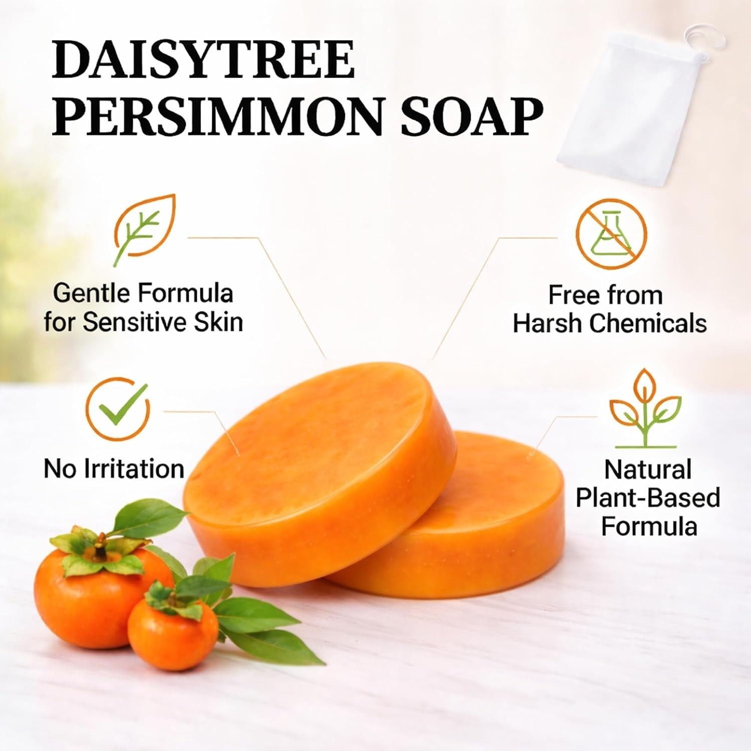Persimmon Soap for Body Odor, Japanese Persimmon Soap, Contains Green Tea Ext…