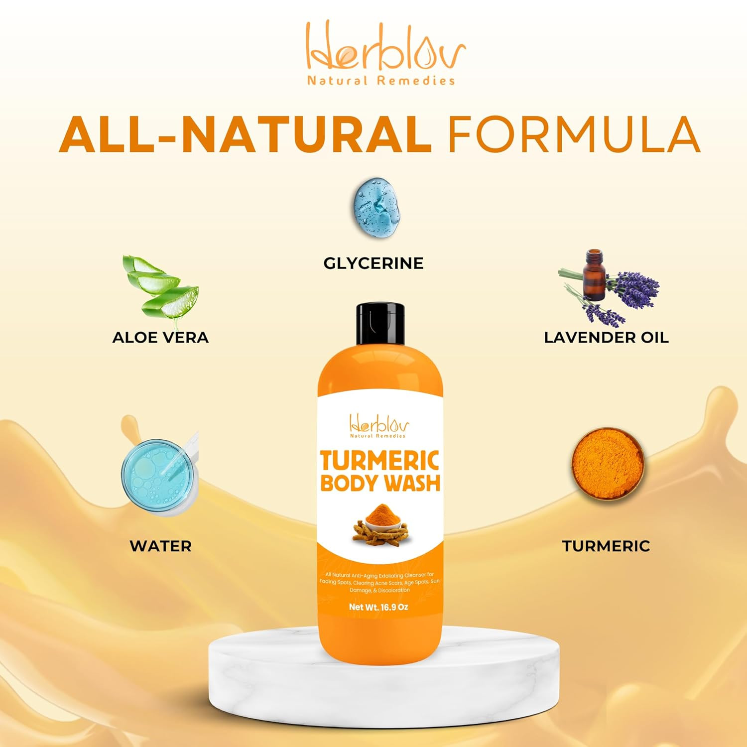 Brightening Turmeric Body Wash – Natural Anti-Aging & Exfoliating Soap
