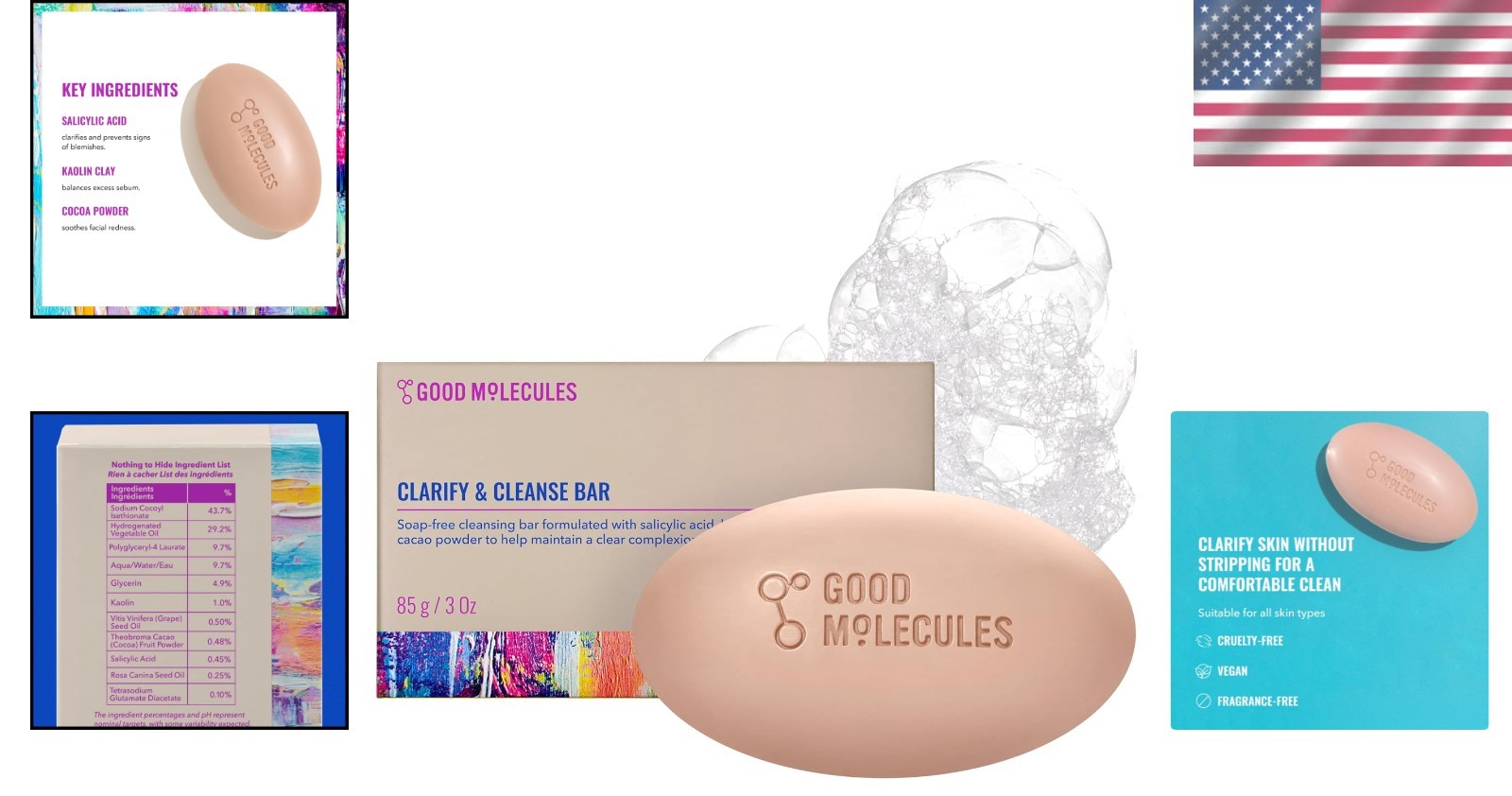 Soap-Free Clarify & Cleanse Bar – 3.15oz Salicylic Acid Facial & Body Cleanser