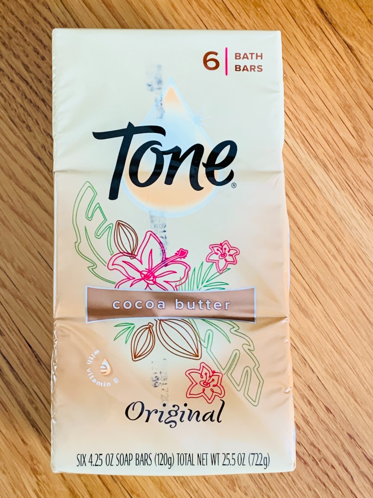 Tone Bath Bar Soap with Cocoa Butter and Vitamin E (6-Pack, 4.25 Oz Each Bar)