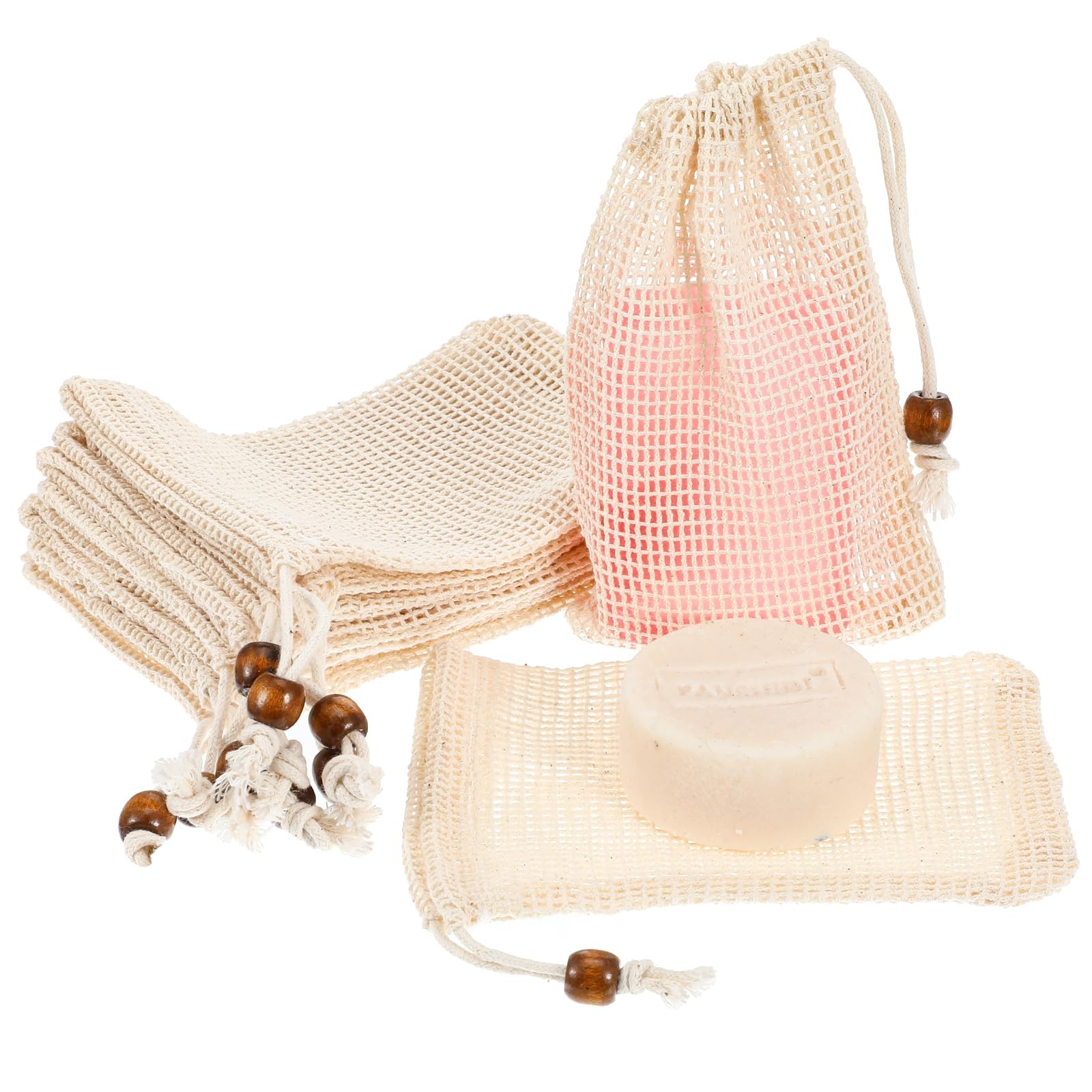 10 Pack Soap Bag, Pure Cotton Soap Saver Bag, Mesh Exfoliating Soap Bag Pouch…