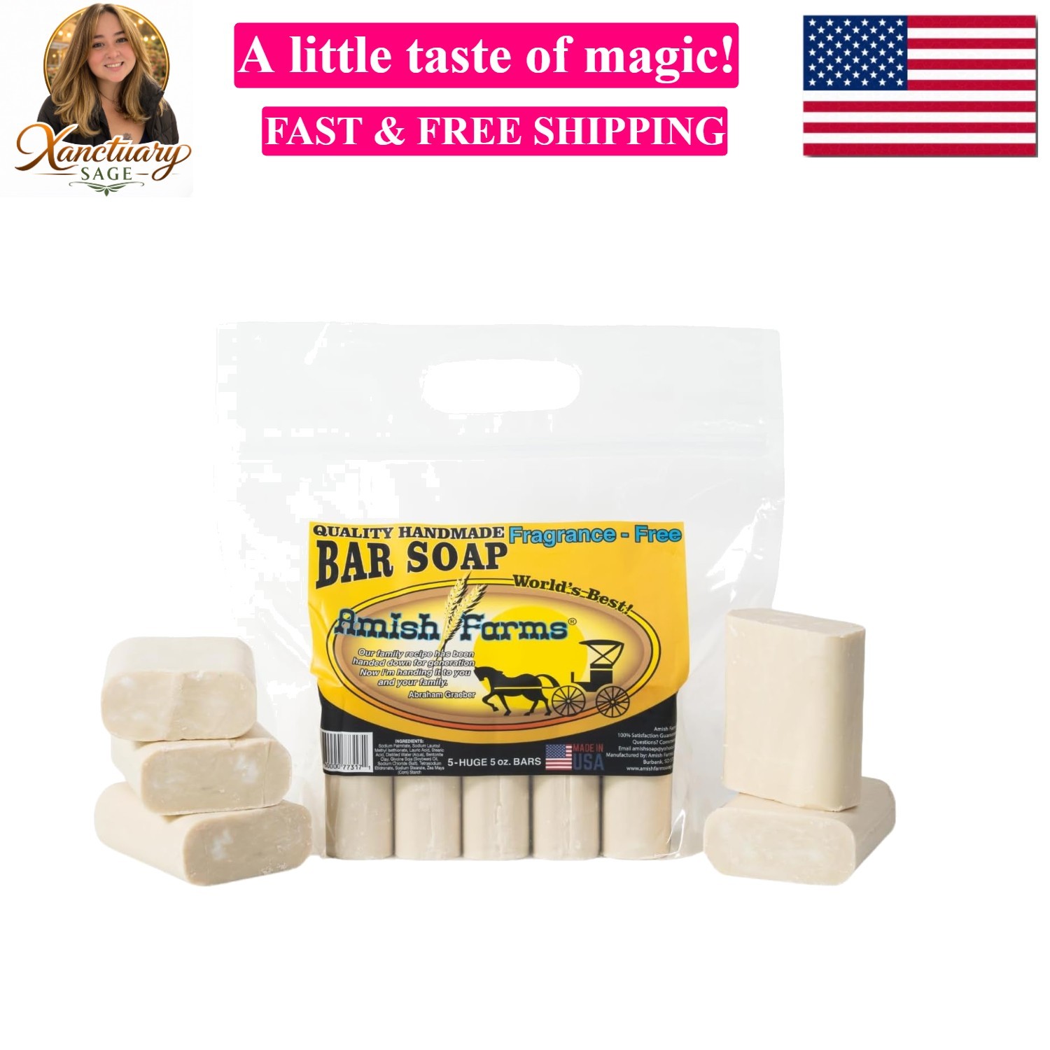 Fragrance Free Bar Soap with Bentonite Clay 5 oz Bars 5 Pack , , Soap Bar for…