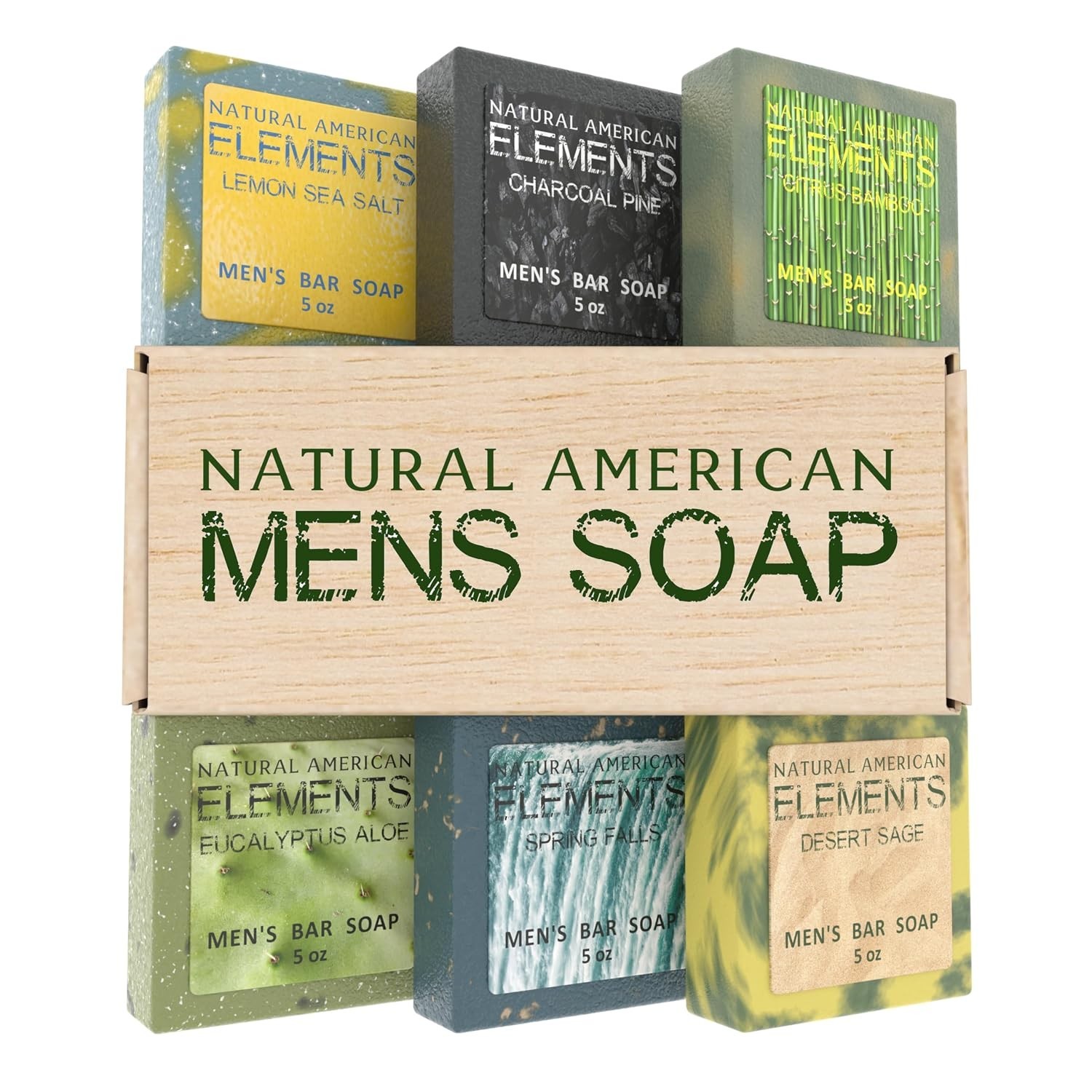 ELEMENTS Men’s Bar Soap – Masculine Scents, 100% Natural Soap for Men – Essen…