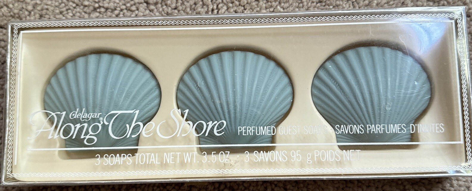 Delagar ALONG THE SHORE Seashell Perfumed Guest Soaps 3.5 oz New Vintage