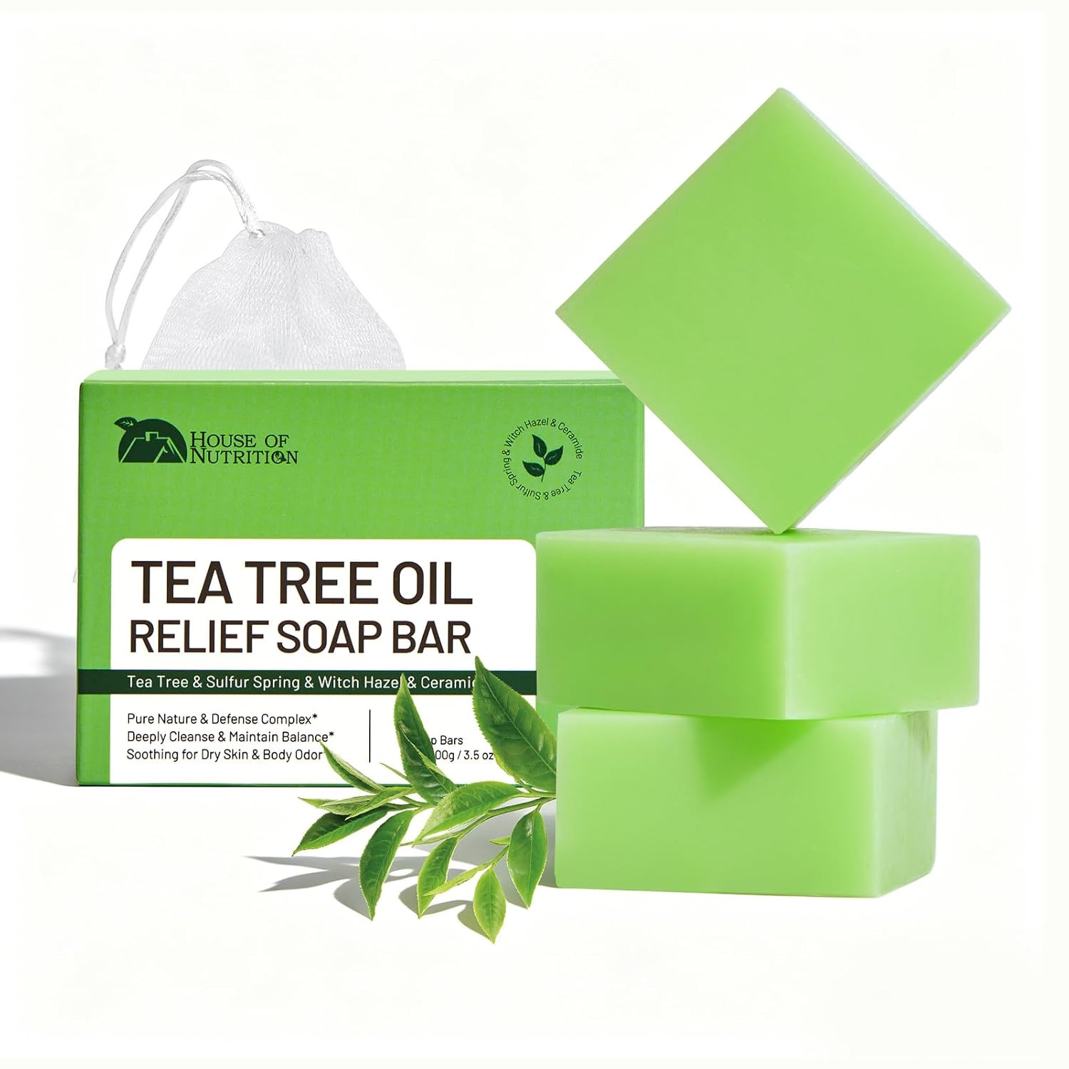 Tea Tree Soap for Itchy Skin, Natural Antifungal Soap Bar for Odor, Fungus, Ring