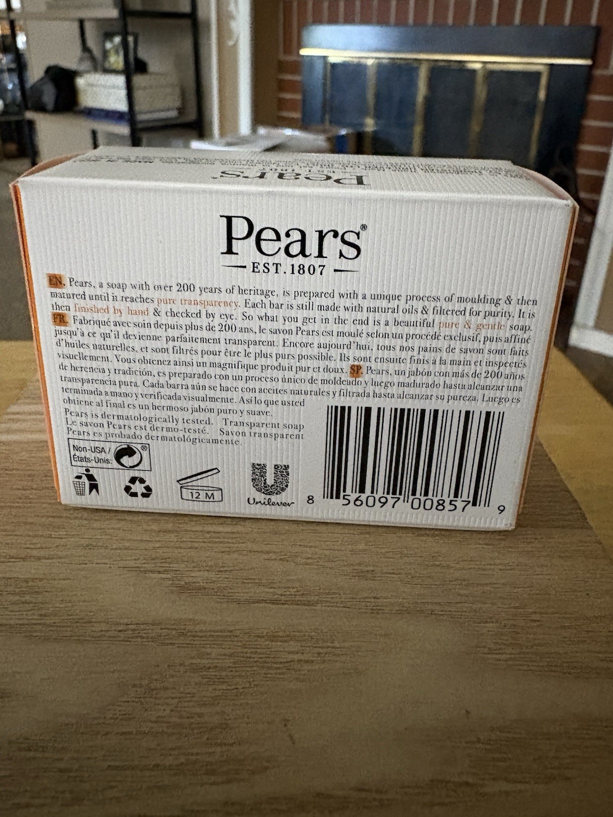 Pears Transparent Glycerin Bar Soap Pure & Gentle Original Amber 4.4 Oz