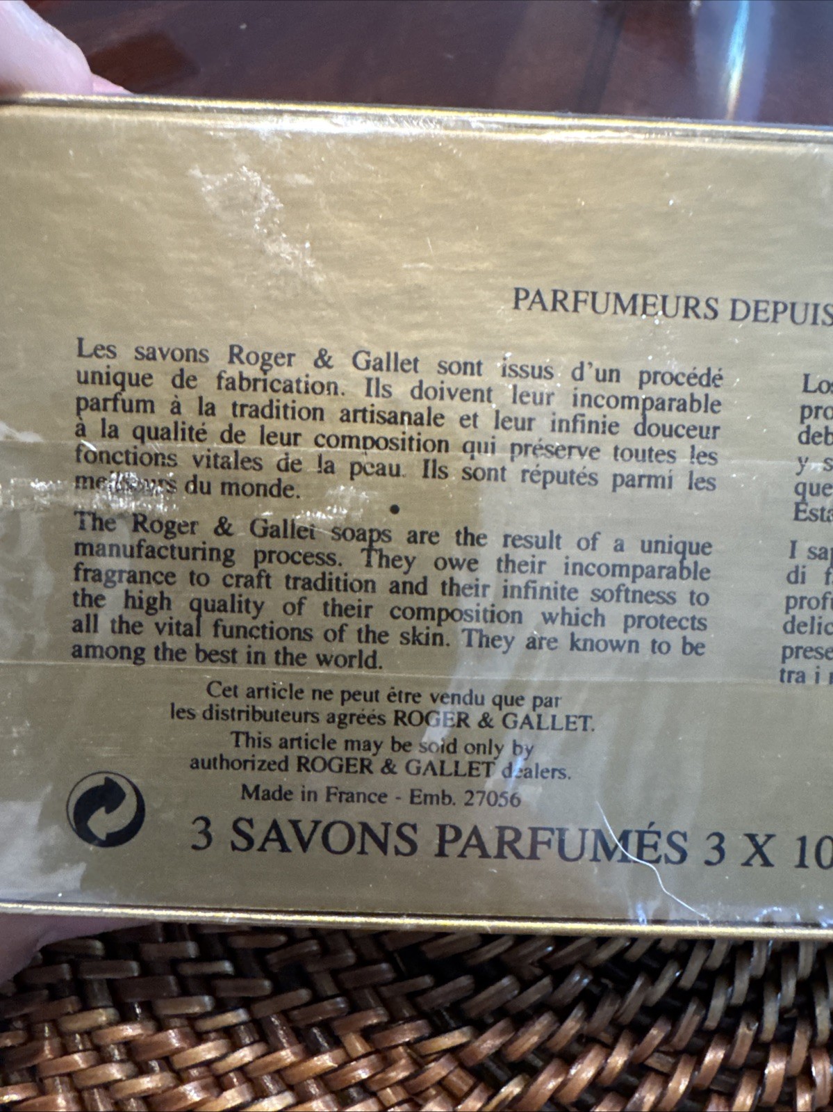 Vintage Paris Roger & Gallet 3 Savons Parfumes 3x100g 3 perfumed Soaps 3×3.5oz