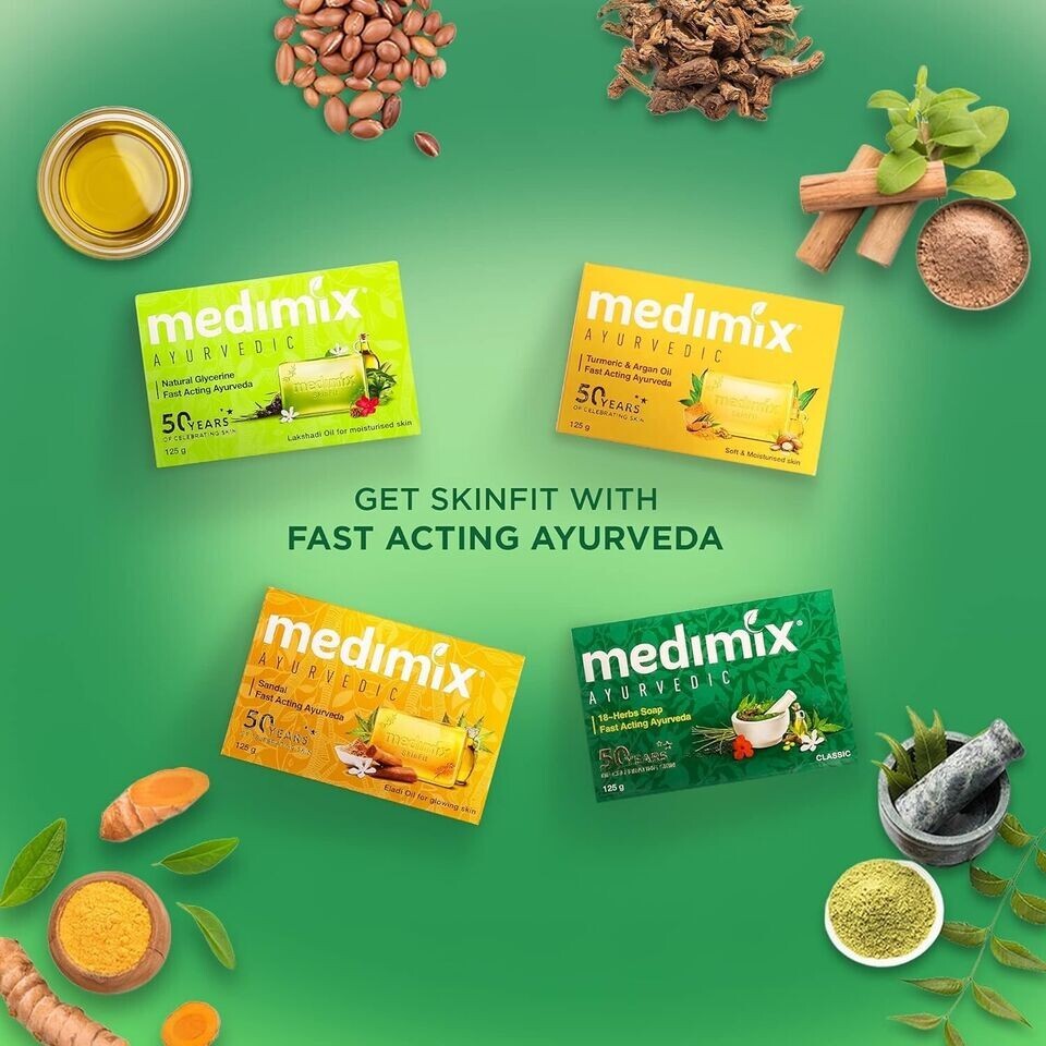 Medimix Ayurvedic Herbal Classic 18 Herbs Soap 75 gms Each pack of 6 FREE SHIP