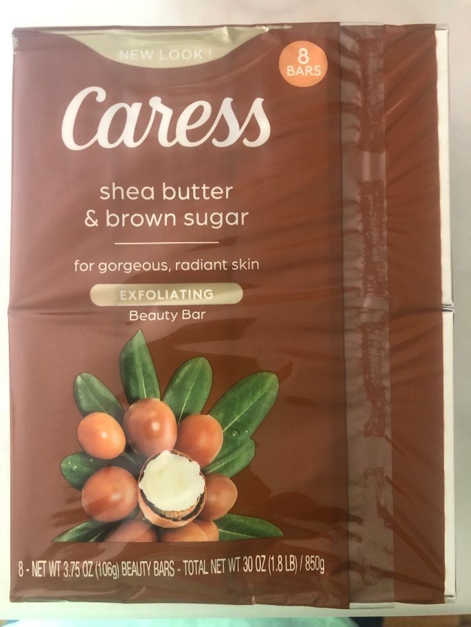 8 Bars Caress Soap SHEA BUTTER & BROWN SUGAR EXFOLIATING Beauty Bars 3.75oz