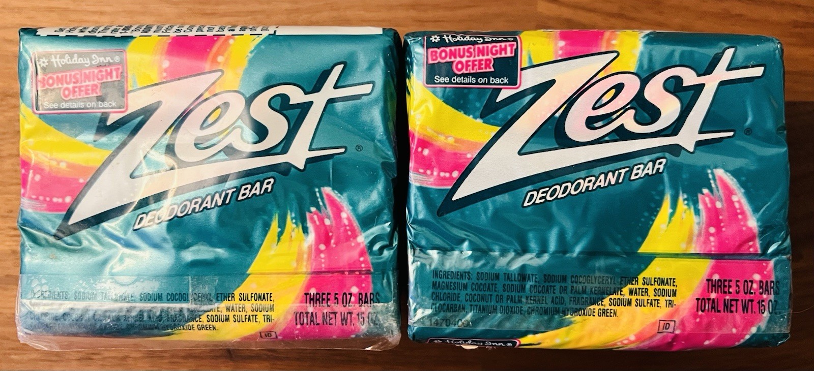 Lot of 2 Vintage NOS Zest Deodorant Bar Soap 3 Pack 5oz Each 1991 Holiday Inn