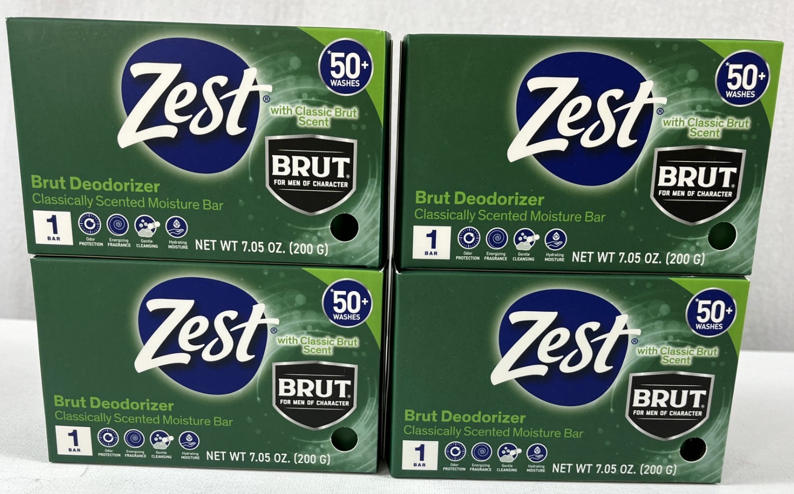 Zest Brut Deodorizer classic Scented moisture Bar for men 7.05 oz .Lot o 2, 4