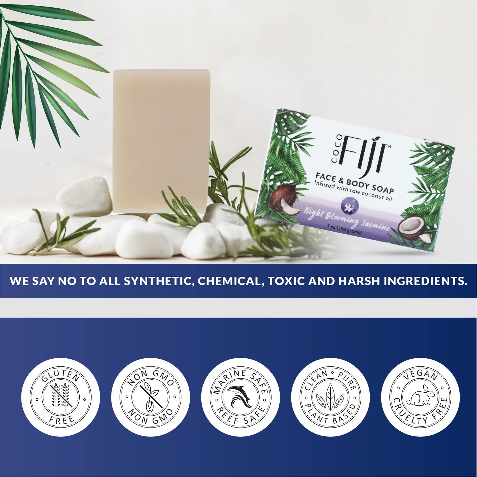 “Coco Fiji Soap Bar for Face and Body Infused With 7 Ounce (Pack of 2)