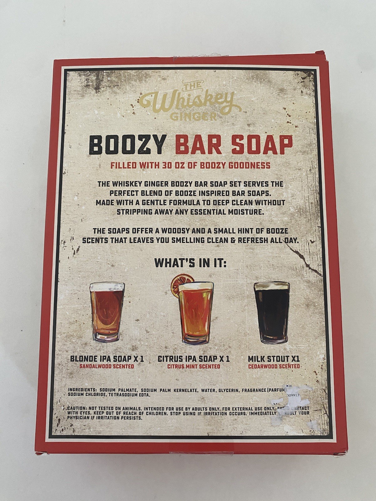 Whiskey Ginger Supply 3 Scented Bar Soaps Citrus Mint Cedarwood Sandalwood NEW