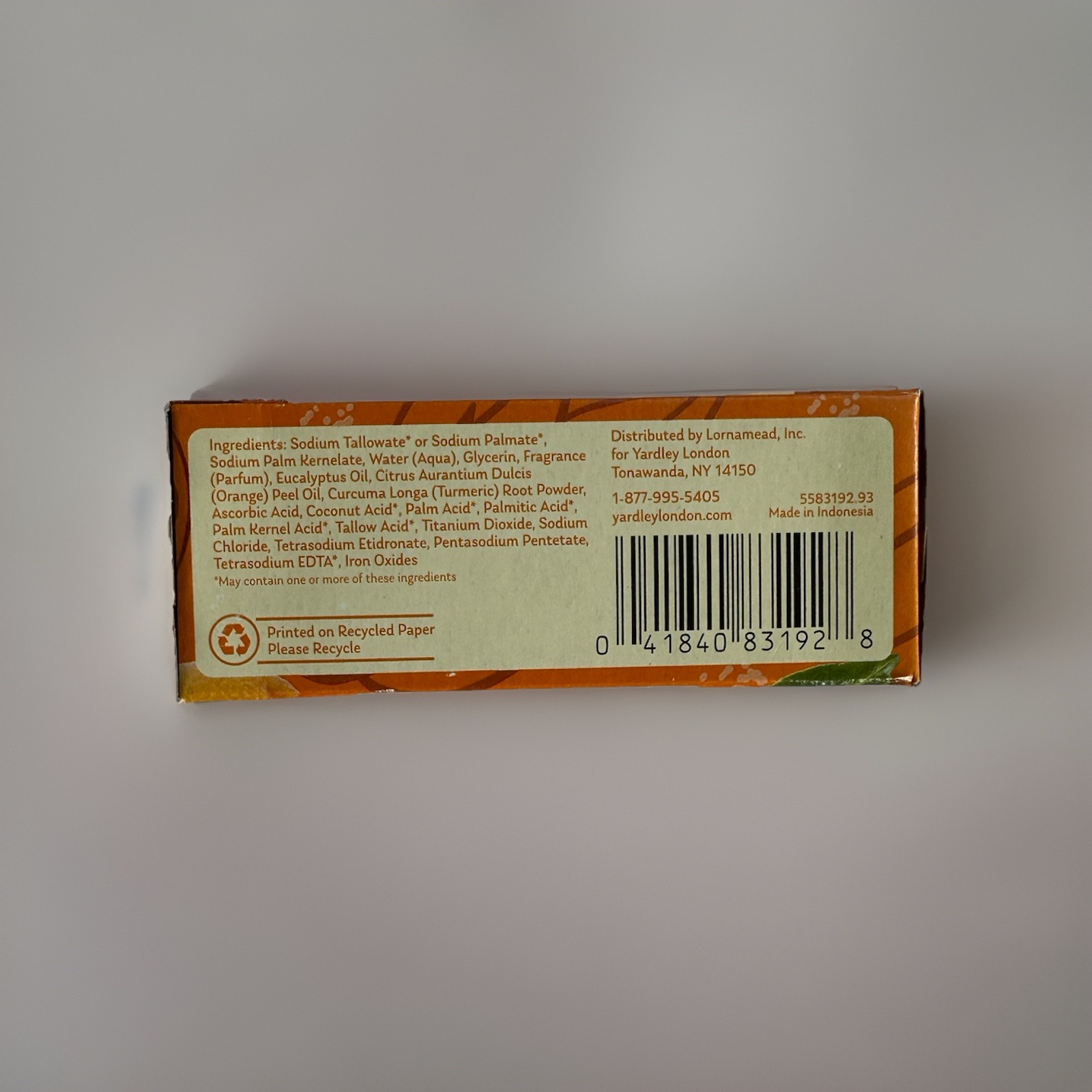 4x Yardley London Vitamin C Bath Bar Turmeric Orange Peel Soap 4oz Each
