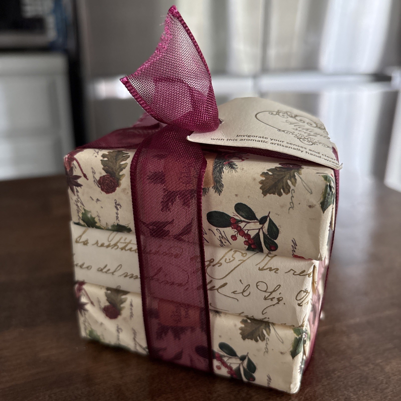 Alchimia Italy Bath Bars Handmade Luxury Soap Holly Berry Gift Set 3x100g