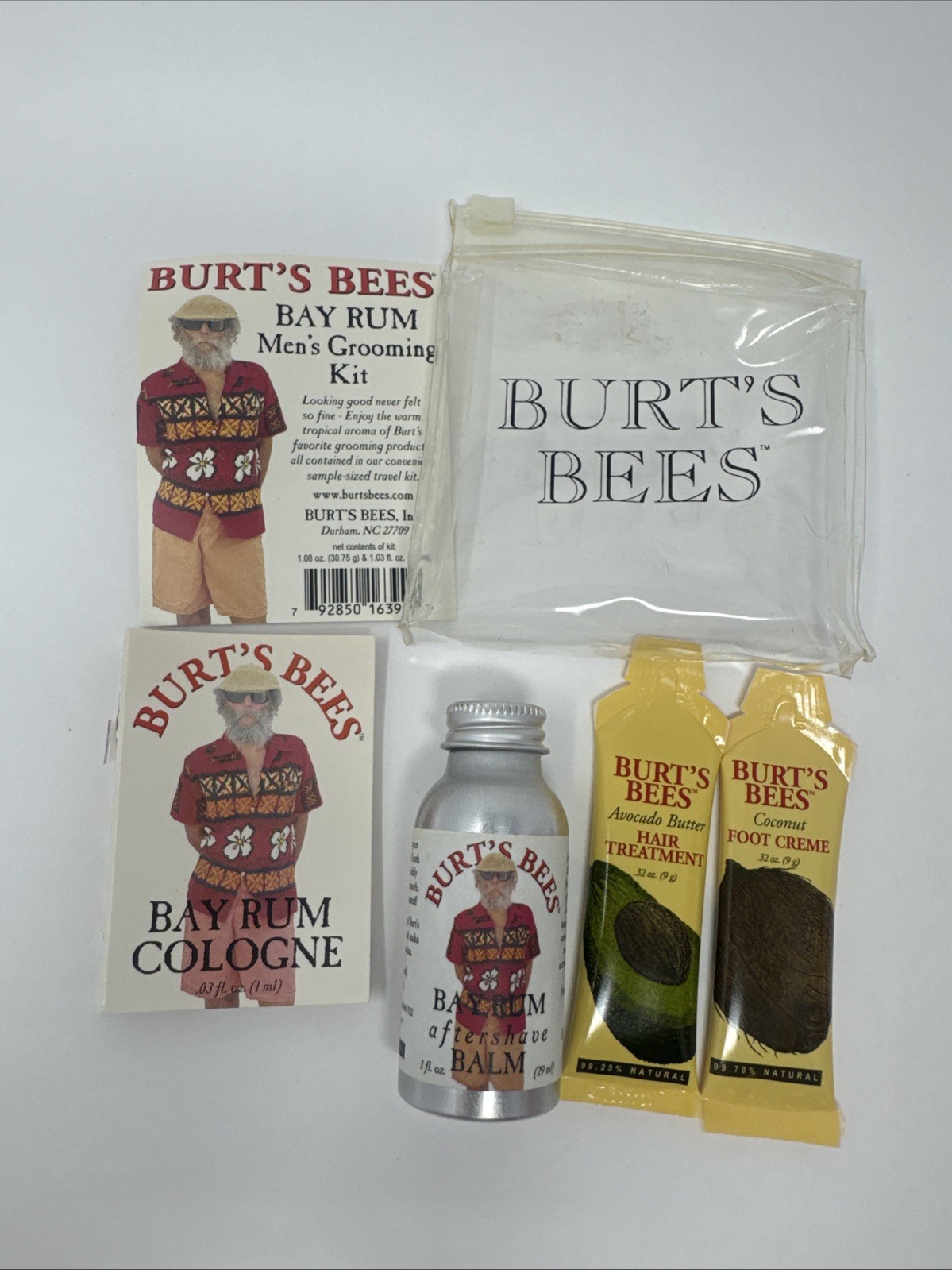 VTG 4pc BURT’S BEES Bay Rum Grooming Kit Travel Size Aftershave Balm Cologne Cre