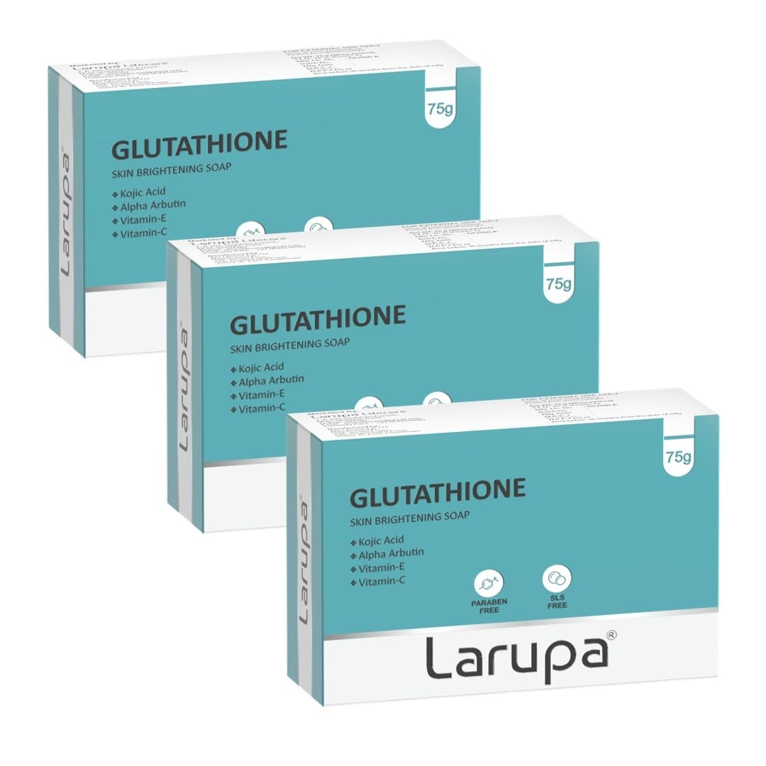 Larupa Soap Glutathione Kojic Vitamins C E Alpha Arbutin Dark Spots 75gm x 3