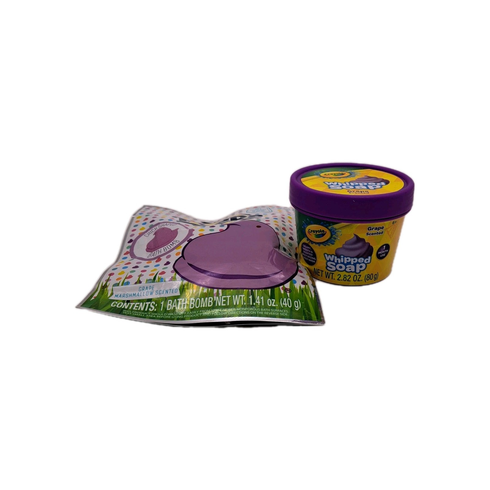 Crayola Whipped Soap 2.82oz.Grape Body Wash + 1 Peeps Bath Chicken Shape