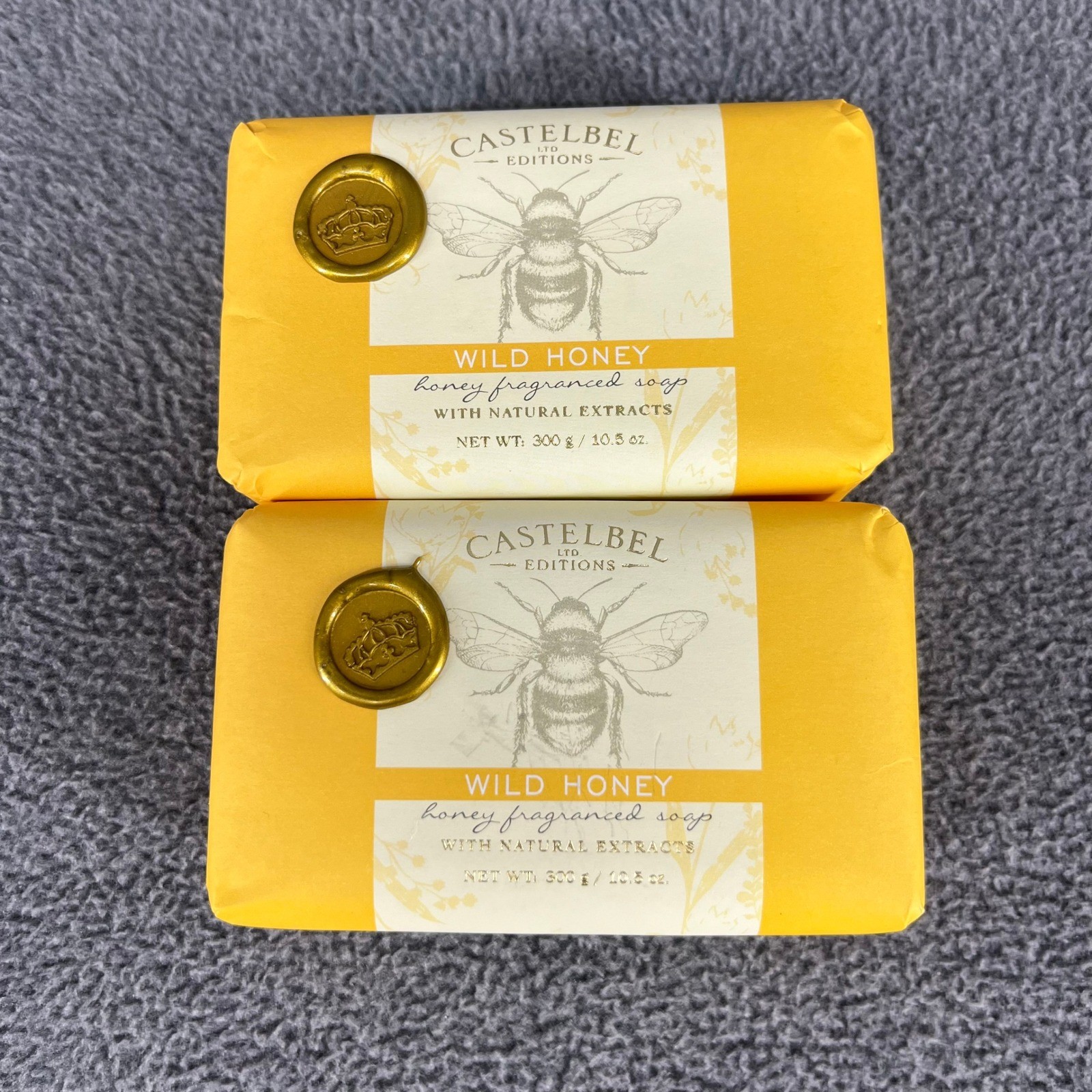 2x Castelbel Wild Honey Soap Bar 10.5oz Yellow Portugal Luxury Bee Gift